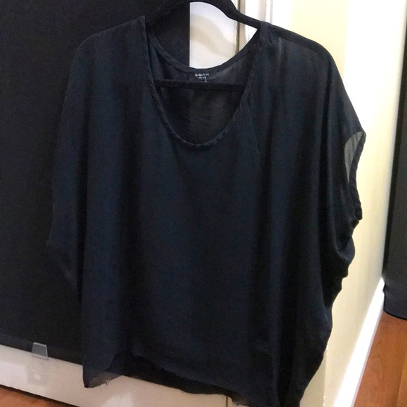 Babaton Black Silk Blouse With Batwing Sleeves - Picture 1 of 2